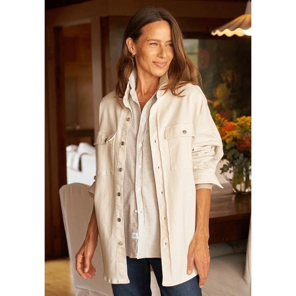 New Frank & Eileen McLoghlin Utility Shirt Jacket Natural Denim White XS Small - Picture 1 of 9